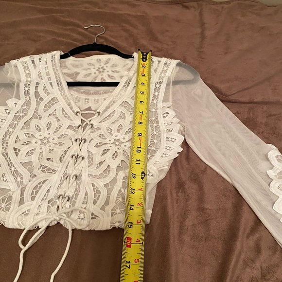 Vintage Lace and MeshTie up Top/Over-jacket Size Small.  Boho and Feminine, EUC - Picture 14 of 16